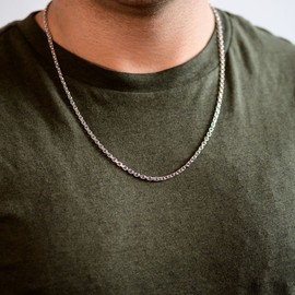 MATERIA by Matthias Wagner Solid Anchor Chain 2.9 mm 925 Sterling Silver Necklace Diamond-Coated K133, Sterling Silver