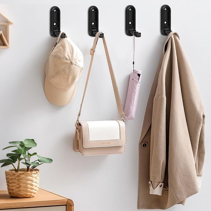 NEW NOAM 2pcs Foldable Hooks for Entryway, Black Folding Wall