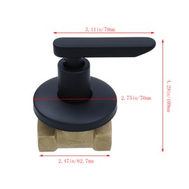 Dnyta Brass Concealed Water Stop Valve, Water Shut Off Valve Flow Control Pressure Regulator for Kitchen Bathroom (3/4 in, Black)