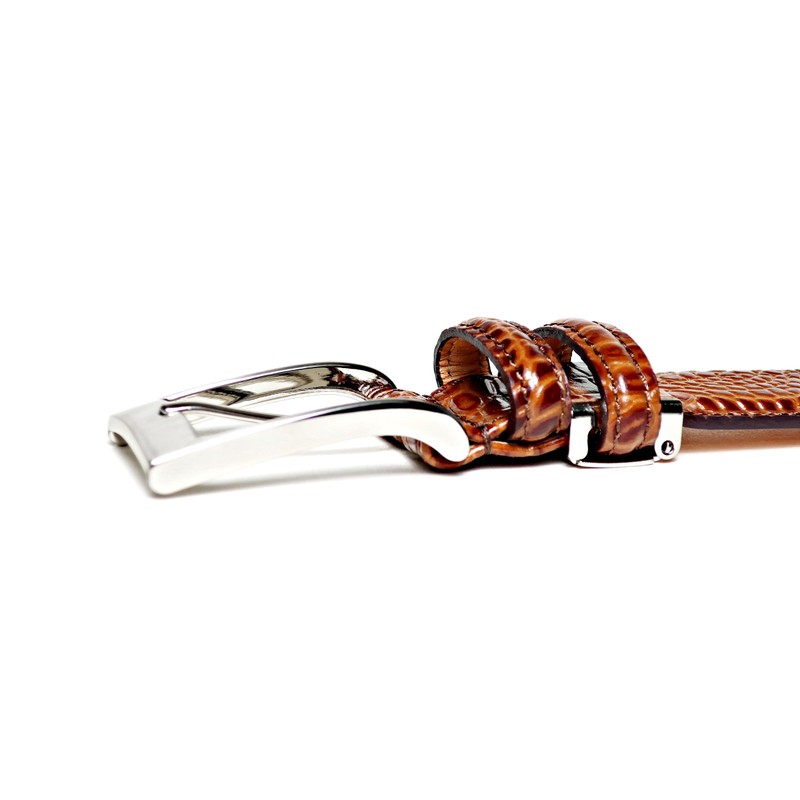 COXSWAIN CW20203-36 Men's Belt, Genuine Leather, Brown, Croc Embossing, 1.2