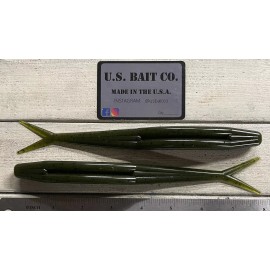 U.S. Bait co. Fluke 8” Green Pumpkin Lot Of 4 Baits Giant Fluke Bass Striper Fresh Saltwater
