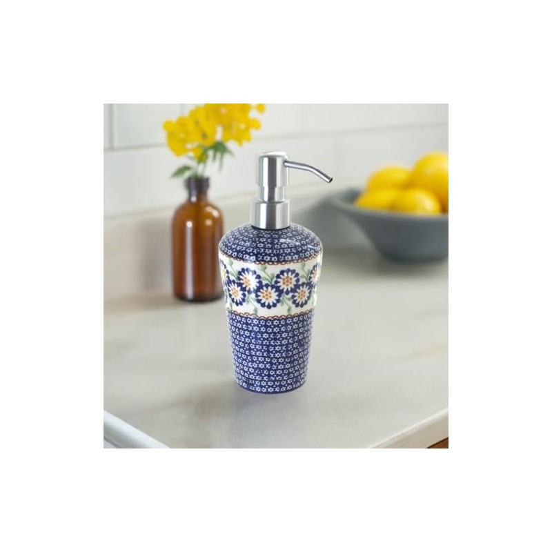Blue Rose Polish Pottery - Yellow Peach Blossom Soap Dispenser