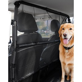 VEVOR Dog Car Barrier, 56" Wide Car Divider for Front Seats Installation, Vehicle Pet Barrier with See Through Net Mesh, Universal-Fit Dog Car Barrier for Full-Size Sedans, Trucks, and SUVs, Black