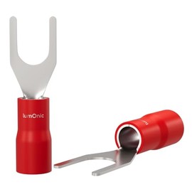 25x Fork Cable Lug Partially Insulated 0.5 - 1.5 mm² Hole Diameter M4 Red Ring Tongue Copper Tin-Plated