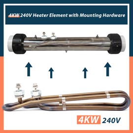 Lisnhlin 4KW 240V Heater Element with Mounting Hardware Compatible with Flo-Thru Balboa Hot Tub Heating Element, Universal Applicable in Spas Electric Heaters Or Swimming Pools