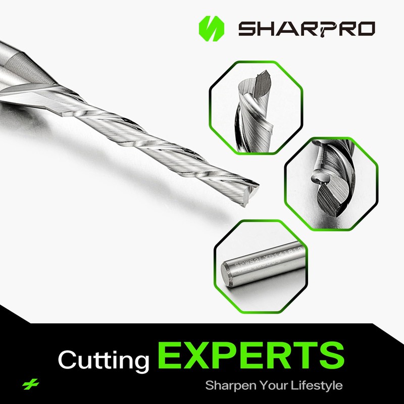 SHARPRO Downcut Spiral Router Bit 1/4 Inch Shank 1/8 Inch