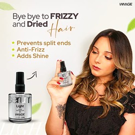 Image Light Hair Serum for Frizzy Hair – Moisturizes Hair, Adds Nourishment – Argan Oil Infused Anti Frizz Hair Serum for Repairing Dry & Damaged Foll