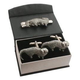 Otter Cufflinks and Tie Bar Slide Gift Boxed Set