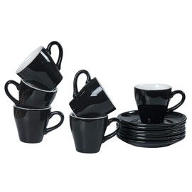 Unilives Espresso Cups With Saucer,Espresso Cup for Coffee Tea, Ceramic Coffee Cup Set of 6, Mini Black Coffee Cups of 85 ml