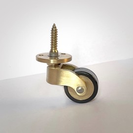 Solid Brass Caster Wheel,25mm Antique Style Casters,Moving Caster Wheels,360° Swivel Caster,Vintage Rubber Castors for Furniture, with Screws, Load 330 lbs of 4 Packs
