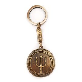 IconsGr Key Ring Ancient Coin Poseidon Shield God Trident Keychain Blue