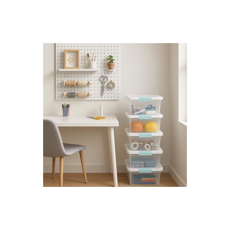 Tribello 6-Pack 12 Qt Stackable Plastic Storage Bins with Lids