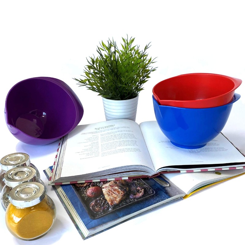 TQGEAR Mixing Bowl with spout and Handle | Set of