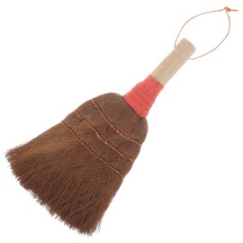 CHILDWEET Desktop Palm Fiber Broom Short Handle Cleaning Accessory for Home Office Dusting Durable Duster for Car Furniture and Hard to Reach Areas Easy Storage with Lanyard Random Color