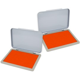 2 Pack Metal Case Stamp Pad Medium Size, Orange Color - Size: 3" x 4" - Choose from 15 Ink Colors