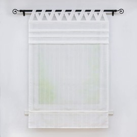 Joyswahl Tilla Semi-Transparent Roman Blind with Linen Look Scarves Roman Blind with V-Loops Window Curtains W x H 80 x 140 cm White Pack of 1