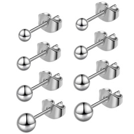 8 Pcs Silver Ball Stud Earrings Women Hypoallergenic Ball Earrings 3mm-6mm Stainless Steel Round Ball Studs Earrings
