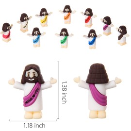ARCHCRTC 60 Pcs Little Jesus Figurine Tiny Jesus Loves You Figures Miniature Religious Christ Savior Doll for Hide and Seek Sunday Easter Egg Stuffers Baptism Gift (60, Multicolor)