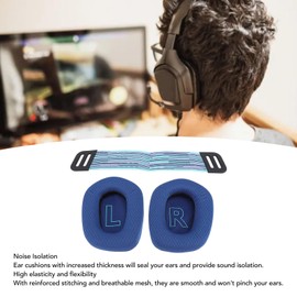 Ear Pads G733 G335, Replacement Earpads Cushions for LogitechG733 Wirelesss & G335 Wired Gaming Headset, Ear Cushion with Headband Straps, Breathable Mesh Fabric, Noise Isolation