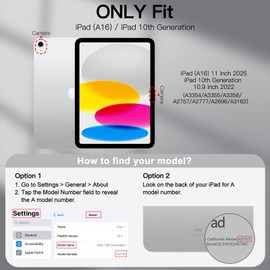 JETech JETech Case for iPad (A16) 11th/10th Generation (2025/2022) with Pencil Holder, Slim Folio Stand Protective Tablet Cover, Multi-Angle Viewing (Navy)