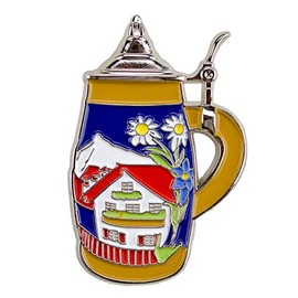 Oktoberfest German Hat Pin by E.H.G | Metal Enamel Alpine Village Beer Stein