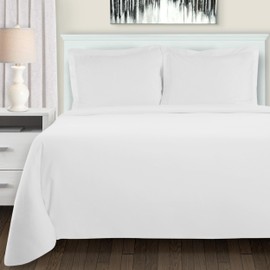 Superior Flannel Cotton Duvet Cover Set, Warm Fuzzy Comforter Cover, Bedding Essentials, Button Closure, Includes 1 Duvet Cover, 2 Pillow Shams, Trellis Collection, King/California King, Solid White
