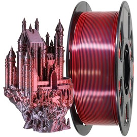 MIKA3D 2 Colors in 1 Silk Black Red PLA 3D Filament, 1KG 2.2LBS 3D Printing Material with Bicolor Dichromatic Double Colors, Dual Color Co-Extrusion 3D Filament Widely Fit for 3D Printer