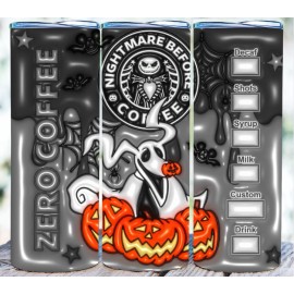 Unbranded Tumbler Cup Mug NighMare BeforCoffee style Tumbler 20 oz w/ Straw Great for Gift