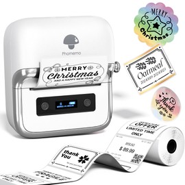 Phomemo M250 Label Printer, 3 Inch Bluetooth Labeling Device, Thermal Barcode Printer for Retail, Office, Label Printer Compatible with Phones & PC, Print Size 20-75 mm, Black
