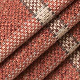 Red Plaid Woven Pattern Upholstery Fabric by The Yard - SKU: Zuni Terracotta