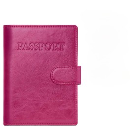 Auskang Passport Holder Passport Cover With Smart Tracker Adapted With Find My APP RFID-Blocking Wallet for Travel Leather Minimalist Design (Pink)