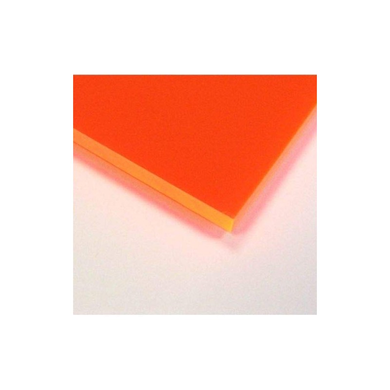 1/8" (0.118") Orange Neon Fluorescent Acrylic Plexiglass Sheet 12"x12" Cast