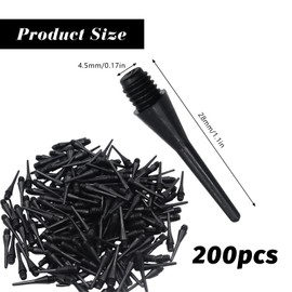 CXNXFD Pack of 200 Dart Tips, Plastic Replacement Tips, Soft Dart Tips, Soft for Dart Sports Enthusiasts, Dart Accessories, Not Easy to Break for Electronic, Black