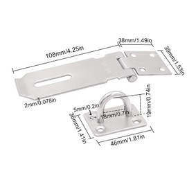 KINJOEK 4 PCS 4 Inch Door Locks Hasp Latch, Stainless Steel Security Door Latch Padlock Hasp, 2mm Extra Thick Brushed Finished Door Gate Bolt Clasp Lock with Mounting Screws for Door Shed Cabinet