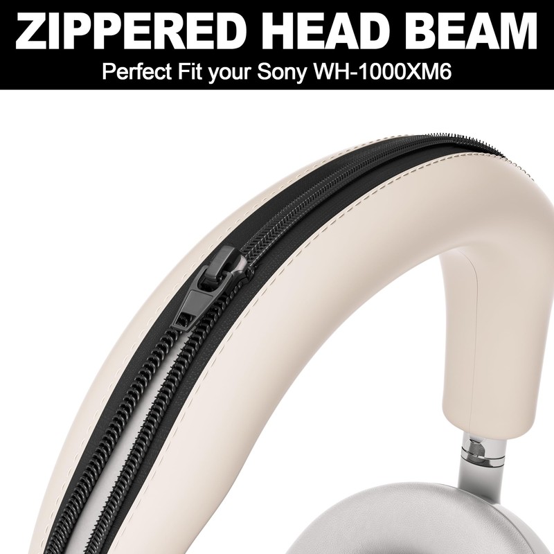 Silicone Headband Cover for Sony WH-1000XM6 - Sweatproof Zippered Head