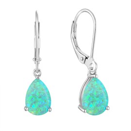 YL Women's Earrings 925 Sterling Silver 12 Birthstone Cubic Zirconia Earrings, Silver, Opal