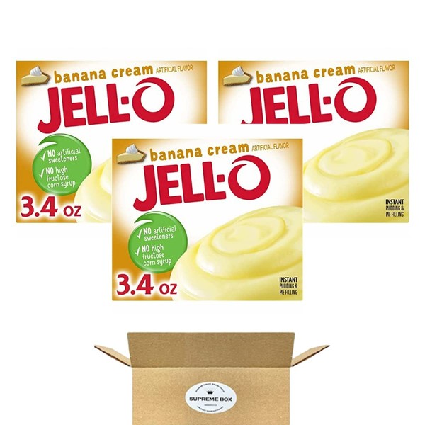 Jell-O Banana Cream Instant Pudding & Pie Filling Mix - 3.4 Oz - Pack of 3