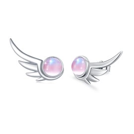 Mothers Day Gifts Angel Wing Earrings 925 Sterling Silver Cat’s Eye Wing Earrings Hypoallergenic Cute Guardian Angel Wing Earrings Jewelry Gift for Women, Metal, Cats Eye