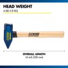 Estwing Blacksmith Hammer, 4 lb Head, 14" Hickory Wood Handle,