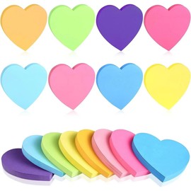 8Pcs 7.6x7.6 cm/3x3 inch Heart Shape Sticky Notes 30 Sheets/Pad Self-Sticky Note Pads Colorful Sticky Pad Easy to Post for Home School Office