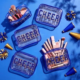 Kacctyen 12 Pack Cheer Clear Makeup Bags, Blue, Travel Cosmetic Pouches