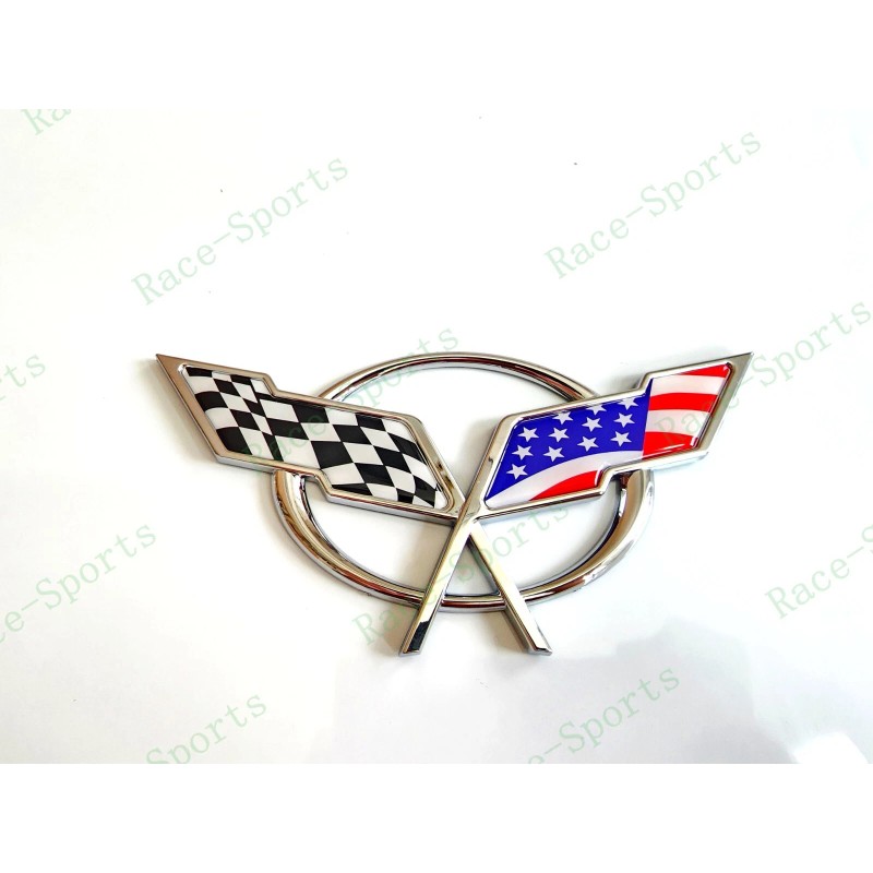 AUTO 1PC Chrome Rear Deck Lid Cross Blue US Flag