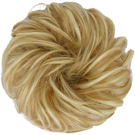 Feshfen Hairpiece with Elastic Band, Bun Hairpiece, Scrunchie with Hair, Curly Hair Bun Synthetic Hair Extensions, Ponytail Hairpieces for Women, Girls, 38g