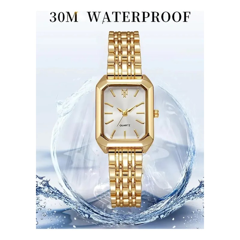 Reloj De Mujer Original Impermeable Moda Dorado