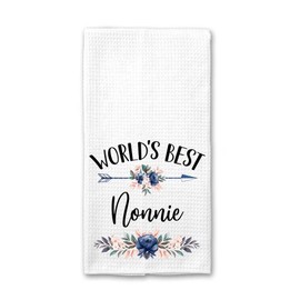 World's Best Nonnie Kitchen Towel - Kitchen Towels Gift for Nana - Gift Mothers Day- Birthday- Holiday - Dish Towels - Best Nonnie Kitchen Towels - Kitchen Soft and Absorbent Kitchen Tea Towel