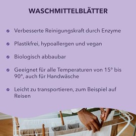 Cosmeau Waschmittel Bl√§tter Fr√ºhlingsfrisch - bis zu 120 Waschg√§nge (120 Bl√§tter) - Nachhaltiges Waschmittel f√ºr Wei√ü, Farbe und Schwarz - Plastikfrei, Abbaubar & Perfektes Reisewaschmittel