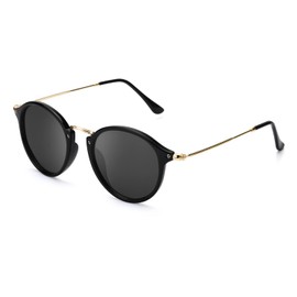 LVIOE Small Retro Round Polarized Sunglasses for Women Men with UV400 Protection Vintage Wire Gold Ultralight CLS2447