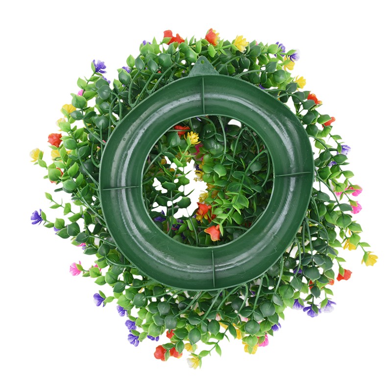 Flower Wreath Spring Babysbreath Faux Round Flower Wreath for Living