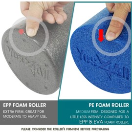 Yes4All Medium Firm Round PE Foam Roller 12, 18, 24, 36 Inches for Pilates, Yoga, Stretching, Balance & Core Exercises