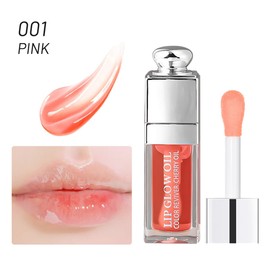 Hydrating Lip Glow Oil, Moisturizing Plumper Lip Gloss, Transparent Plumping Balm, Tinted Balm Care 0.2 OZ - 001 PINK